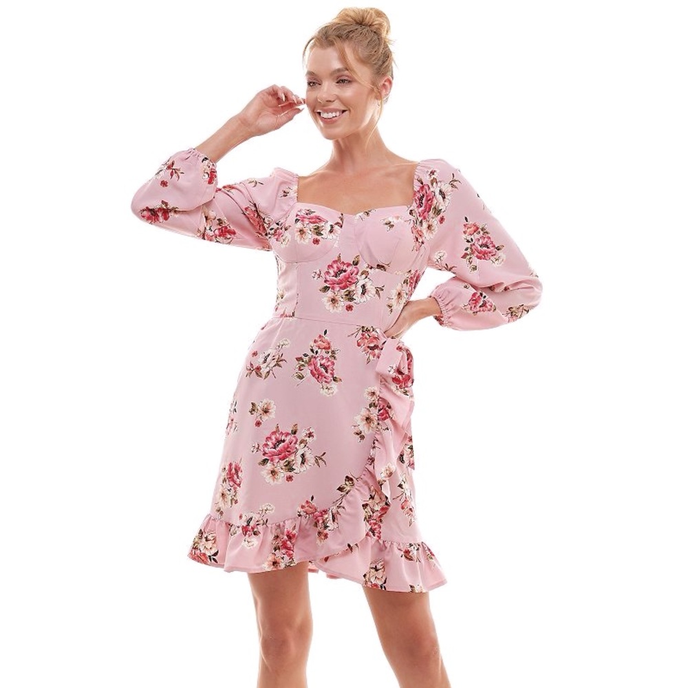 NWT. Lily Rose. Ruffle Side Dress Skater Dress. Size Small.